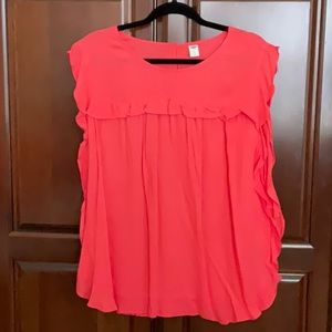 OLD NAVY Ruffled Curve-Hem Top in Coral - Size XL